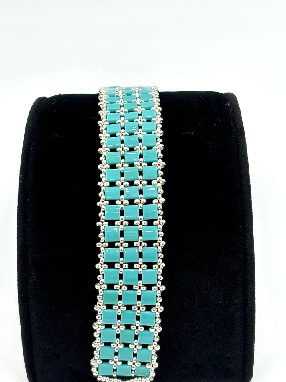 Hand Crafted Turquoise Tile Statement Bracelet